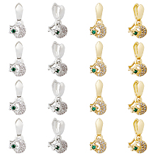 Arricraft 16Pcs 2 Colors Brass Micro Pave Cubic Zirconia Ice Pick Pinch Bails, Moon & Star, Long-Lasting Plated, Platinum & Golden, Moon: 6x7.5x5mm, Hole: 2.5x3mm, Pinch Bails: 7.5x3mm, Pin: 2mm, 8Pcs/color