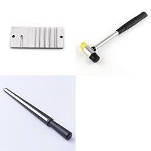 Arricraft 3Pcs 3 Style Iron Groove Bench Block, Bracelet Groove Ring Groove, Hammers, Plastic Ring Size Sticks, Ring Mandrel for DIY Jewelry Ring Making, Mixed Color, Plastic Ring Size Sticks: 26.5x1.2cm, 1pc