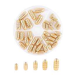 Brass Grooved Bullet Shape Weights Fishing Sinkers, for Freshwater Saltwater Bass Fishing, Golden, 11.5~21.5x6~10mm, Hole: 1.5~2mm; 42pcs/box