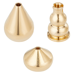 DICOSMETIC 3Pcs 3 Styles Cone Incense Burners Teardrop and Calabash Incense Stick Holder Gold Brass Incense Holder Buddhist Supplies for Incense Sticks or Coil Incense, Hole: 1.8~3mm