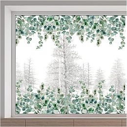 GORGECRAFT Reusable Large Size Spring Transparent Leaf Window Sticker Removable Static Cling Summer Double-Sided Green Leaves Decal Clings Static Non Adhesive Glass Door Covering Film for Home