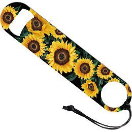 GLOBLELAND Sunflower Bar Blade Bottle Opener Beer Bottle Opener 178x38mm/7x1.5" Stainless Steel Bar Bottle Opener Bar Key for Bartender Flat Bottle Opener for Home Bar