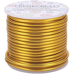 BENECREAT 9 Gauge Jewelry Craft Aluminum Wire 55 Feet Bendable Metal Sculpting Wire for Craft Floral Model Skeleton Making (Light Gold, 3mm)