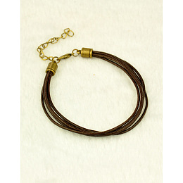 Honeyhandy Cowhide Leather Cord Bracelets, with Alloy Lobster Claw Clasps, Coconut Brown, 195mm