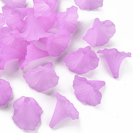 Honeyhandy Transparent Acrylic Beads, Calla Lily, Frosted, Medium Purple, 40.5x33x35mm, Hole: 1.8mm, about 135pcs/500g