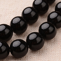 Honeyhandy Polished Round Grade A Shell Pearl Bead Strands, Black, 8mm, Hole: 1mm, about 49pcs/strand, 16 inch