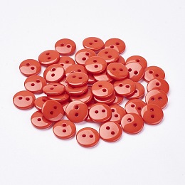 Honeyhandy 2-Hole Flat Round Resin Sewing Buttons for Costume Design, Coral, 20x2mm, Hole: 1mm