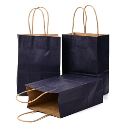 Honeyhandy Kraft Paper Bags, Gift Bags, Shopping Bags, with Handles, Midnight Blue, 15x8x21cm