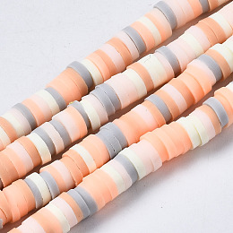 Honeyhandy Handmade Polymer Clay Beads Strands, for DIY Jewelry Crafts Supplies, Heishi Beads, Disc/Flat Round, Silver, 4x0.5~1mm, Hole: 1.4mm, about 350~410pcs/strand, 15.75 inch~16.14 inch(40~41cm)