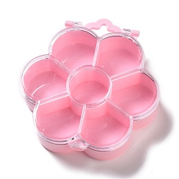 Honeyhandy Plastic Bead Containers, Candy Treat Gift Box, for Wedding Party Packing Box, Flower, Pink, 12.1x11.1x3cm, Hole: 17x23.5mm