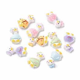 Honeyhandy Opaque Resin Cabochons, Duck, Mixed Color, 24.5~26x16~17x6~7mm