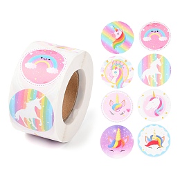 Honeyhandy 8 Styles Horse Paper Stickers, Self Adhesive Roll Sticker Labels, for Envelopes, Bubble Mailers and Bags, Flat Round, Horse Pattern, 2.5cm, about 500pcs/roll