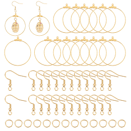 Unicraftale DIY Big Circle Drop Earrings Makinig Kit, Including 304 Stainless Steel Pendants & Earring Hooks & Jump Rings, Golden, 90Pcs/box