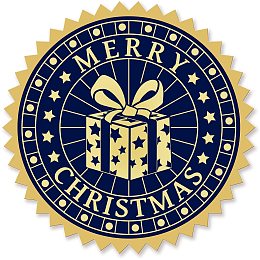 CRASPIRE Gold Foil Certificate Seals Merry Christmas 2" Round Self Adhesive Embossed Stickers 100pcs for Invitations, Certification, Graduation, Notary Seals, Corporate Seals, Monogram Emboss