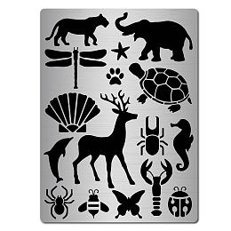 GORGECRAFT Metal Animal Stencil Ocean Sea Turtle Seahorse Starfish Elephant Deer Leopard Spider Butterfly Templates Painting Reusable Stencils for Painting, Wood Burning, Pyrography and Engraving