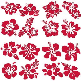 GORGECRAFT 4 Styles Hibiscus Flower Car Sticker Hawaiian Stickers and Decals Colorful Reflective Stickers Waterproof Vinyl Automotive Exterior Decor for SUV Truck Motorcycle Doors Walls Laptop