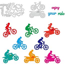 BENECREAT 2 Style Riding Theme Carbon Steel Cutting Dies, Bicycle Motorcycle Embossing Stencils Template for Making Photo Decorative Paper Scrapbooking, 0.08cm Thick