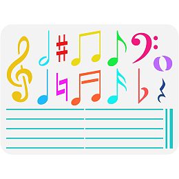 FINGERINSPIRE Music Notes Stencil 8.3x11.7inch Reusable Music Score Drawing Stencil DIY Staff Score Painting Template Music Theme Stencil for Painting on Wood, Wall and Furniture