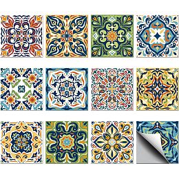 CHGCRAFT 36PCS Morocco Peel and Stick Tile Stickers 4x4 inch Wall Stickers Waterproof Detachable PVC Wall Tile Stickers Vintage Decorative Stickers for Kitchen Washroom Bedroom Wall Table Office