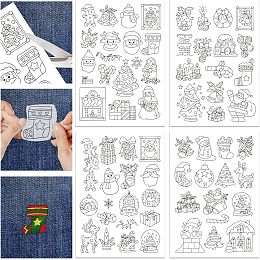 GLOBLELAND 4 Sheets Christmas Pattern Water Soluble Hand Sewing Stabilizers for Fabric Embroidery Stitch Practice Embroidery Stickers Wash Away Stabilizers for Embroidery Beginners Lovers