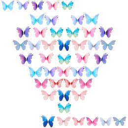 GORGECRAFT 11 Styles 60PCS Organza Butterfly Colorful Two Layers 3D Butterfly Ornament Appliques Embellishments for Wall Decor Wedding Bride Decoration