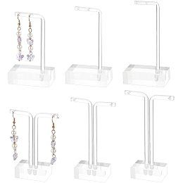 PandaHall Elite 6pcs Earring Holder, 3 Sizes T Bar Earring Retail Display Acrylic Earring Display Rack Holder Hanging Jewelry Organizer Jewelry Tree Stand for Necklaces Bracelet Earrings