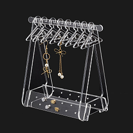 Honeyhandy Coat Hanger Removable Acrylic Earring Displays, with 8 hangers, for Jewelry Display Supplies, Clear, Finished Product: 13.5x8.3x15cm