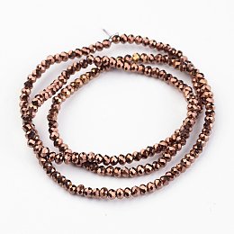 NBEADS 10 Strands 3mm Electroplate Glass Beads Metal Color Copper Glass Beads Strands about 202pcs/strand 17 Inch for Jewelry Making