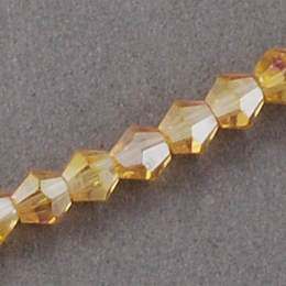 Honeyhandy Glass Beads Strands, AB Color Plated, Faceted, Bicone, Goldenrod, 2x3mm, Hole: 0.5mm, about 200pcs/strand, 16.5 inch