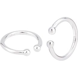 PandaHall Elite 1 Pair 925 Sterling Silver Ear Cuff 18 Gauge Clip On Ear Cuff 12mm Small Round Hoop Earrings Adjustable Cartilage Earrings Plain Ear Wrap Earrings for No Piercing Ear Women