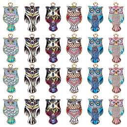 SUNNYCLUE 1 Box 36Pcs Owl Charms Owls Charms Halloween Owl Enamel Charms Colorful Magic Abstract Flying Animals Alloy Charm for Jewelry Making Charm Necklace Bracelet Earring DIY Craft Supplies Adult