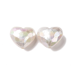 Honeyhandy ABS Plastic Beads, UV Plating Rainbow Iridescent Beads, Heart, White, 16.5x19.5x11.5mm, Hole: 2mm