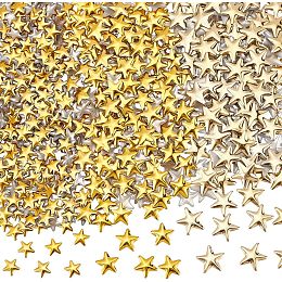 NBEADS About 2915 Pcs Iron on Gold Star, Aluminum Hotfix Iron on Star Studs Flat Back Star Studs 6/8/10mm Flatback Glue on Studs for Clothing DIY Craft Accessory