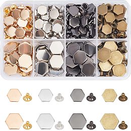 WADORN 120 Sets Leather Rivets Studs, 2 Sizes Double Cap Rivet Metal Studs Rivets Tubular Metal Studs Hexagon Shaped Rivets for DIY Leather Crafts Shoes Bag Clothes Belts Repairs Decoration