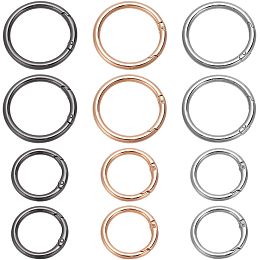 WADORN 12pcs Metal O Rings, 3 Colors Alloy Round Spring Snap Hook Clip Trigger Buckles 33mm/47.5mm Spring Keyring Buckles for Keychains Purse Handbag Jewelry DIY Craft Making Accessories