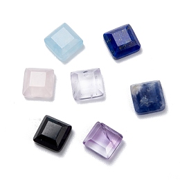 Honeyhandy Natural Mixed Gemstone Cabochons, Faceted, Square, 6x6x3mm