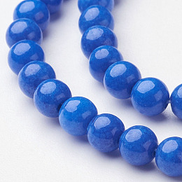 Honeyhandy Natural Mashan Jade Round Beads Strands, Dyed, Blue, 4mm, Hole: 1mm, about 98pcs/strand, 15.7 inch