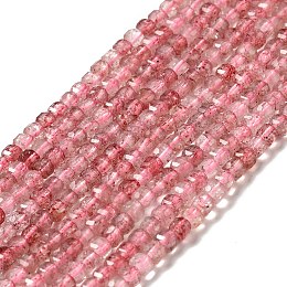 Natural Strawberry Quartz Beads Strands, Grade AA, Faceted, Cube, 3~3.5x3~3.5x3~3.5mm, Hole: 0.6mm, about 121~124pcs/strand, 15.55''(39.5cm)