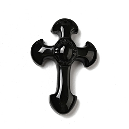 Honeyhandy Natural Rainbow Obsidian Big Pendants, Religion, Cross, 51.5x35.5x11mm, Hole: 1.4mm