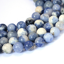 Honeyhandy Natural Sodalite Round Bead Strands, 6~6.5mm, Hole: 1mm, about 63pcs/strand, 15.5 inch