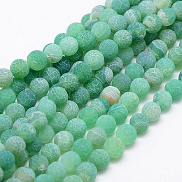 Honeyhandy Natural Weathered Agate Beads Strands, Dyed, Frosted, Round, Medium Aquamarine, 6mm, Hole: 1mm, about 64pcs/strand, 13.6 inch