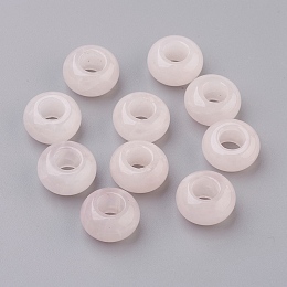 Natural Rose Quartz European Beads, Large Hole Beads, Rondelle, 14x8mm, Hole: 6mm