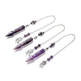 Honeyhandy Natural Amethyst Pointed Dowsing Pendulums, with Eco-Friendly Brass Findings, Platinum, Cadmium Free & Lead Free, Bullet, 31.35cm