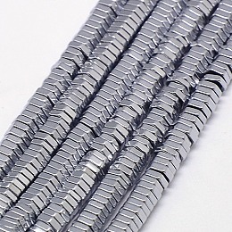 Honeyhandy Electroplate Non-magnetic Synthetic Hematite Beads Strands, Hexagon, Grade A, Platinum Plated, 3x1mm, Hole: 1mm, about 400pcs/strand, 16 inch