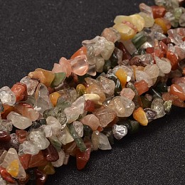 Honeyhandy Chip Natural Rutilated Quartz Bead Strands, 5~14x5~10mm, Hole: 1mm, 32 inch