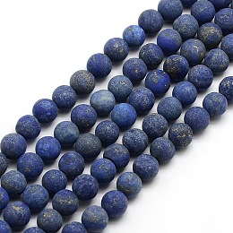 Honeyhandy Natural Frosted Lapis Lazuli Round Bead Strands, Dyed & Heated, 4mm, Hole: 1mm, about 93~96pcs/strand, 14.9~15.6 inch