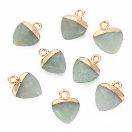 Honeyhandy Natural Green Aventurine Charms, with Light Gold Plated Iron Findings, Heart, 13.5x10.5x5~5.5mm, Hole: 1.6~1.8mm