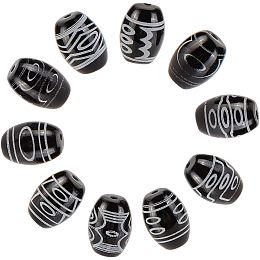 OLYCRAFT 10 Pcs Tibetan Style Dzi Beads 1.2mm Hole Dzi Eyes Beads Natural Agate Beads Oval Tibet Dzi Mala Beads Amulet Tibetan Loose Beads for Necklace Bracelet Earrings DIY Design -13.5x10mm