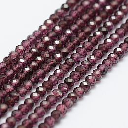 Honeyhandy Natural Garnet Bead Strands, Faceted, Round, 3mm, Hole: 0.5mm, about 120~124pcs/strand, 12.8 inch(325mm)