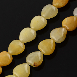 Honeyhandy Natural Topaz Jade Bead Strands, Heart, Goldenrod, 10x10x5mm, Hole: 1mm, about 40pcs/strand, 15.3 inch